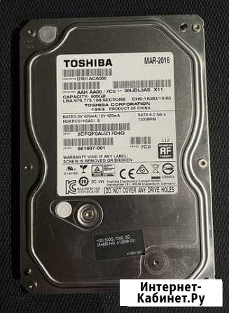 Жесткий диск toshiba 3.5 500гб, новый Тула - изображение 1