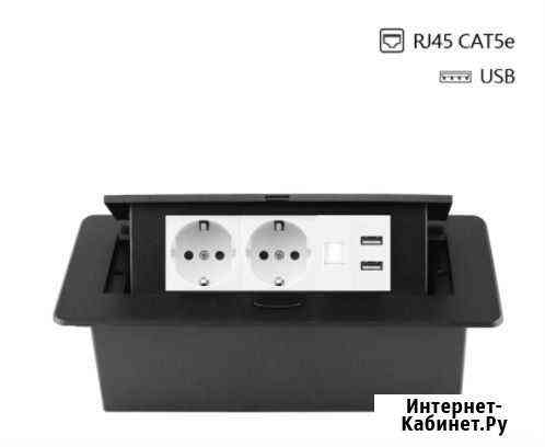 Выдвижная розетка - блок RG45, 2 х USB, 2 х 220v Новосибирск