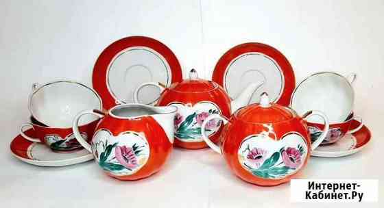 Чайный сервиз Красные маки. Дулево Тула
