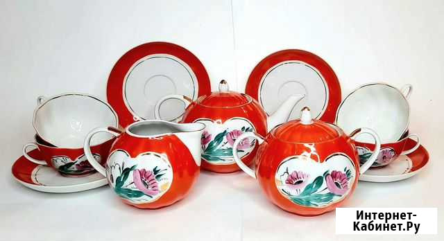 Чайный сервиз Красные маки. Дулево Тула - изображение 1