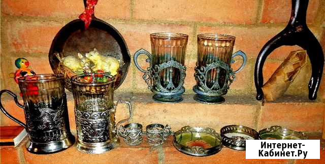 Подстаканники со стаканами и подставки СССР Новогуровский - изображение 1