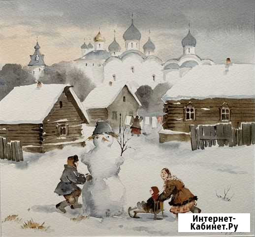 Картина акварель Русская деревня Санкт-Петербург - изображение 1