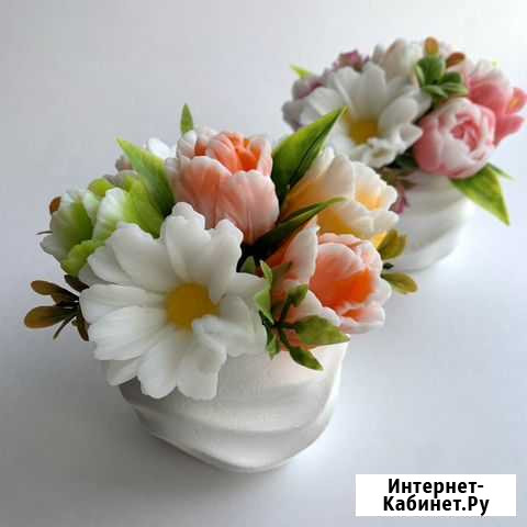 Букет в гипсовом кашпо подарок к 8 марта Казань - изображение 1