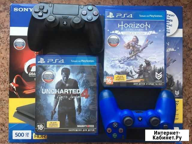 Sony PS4 slim 500 GB + 10 игр + 2 геймпада + Ps+ Новокузнецк - изображение 1
