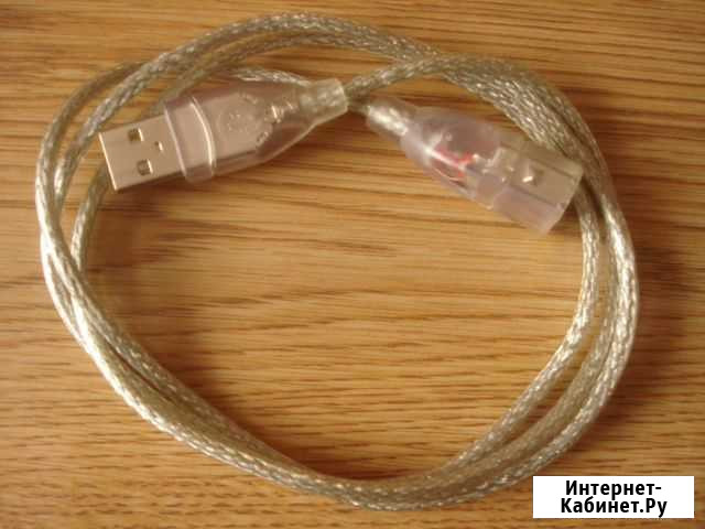 Кабель-удлин. usb-мама - usb-папа, прозрачный 0.9м Омск - изображение 1