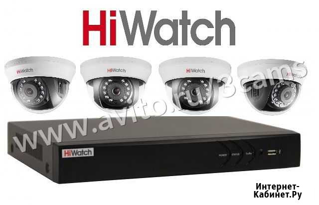 Комплект видеонаблюдения hiwatch на 4 камеры 5mp Краснодар - изображение 1