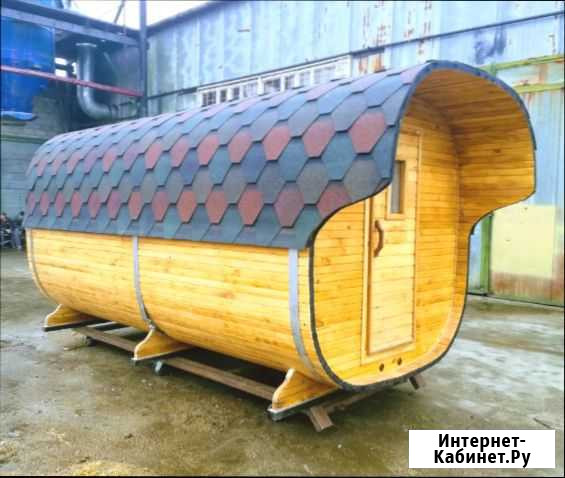 Баня бочка квадро с крыльцом Камешково - изображение 1