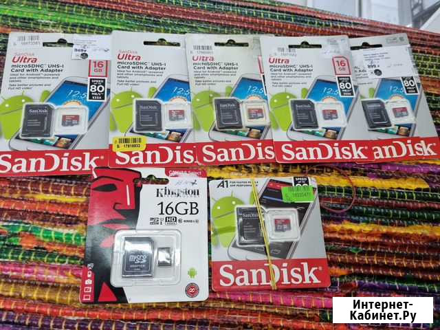 Карта памяти Micro-CD 16Gb новая Кемерово - изображение 1
