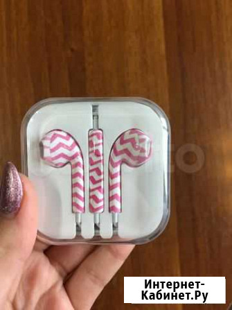 Наушники Earpods проводные розовые H-011 Новосибирск - изображение 1