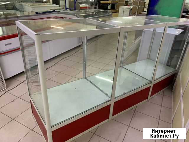Прилавок большой стеклянный -2 шт -с полочками Красноярск - изображение 1