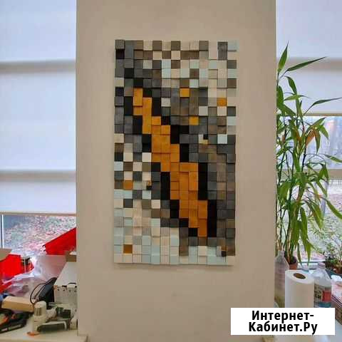 Картина пиксельная из деревянной мозаики Москва - изображение 1