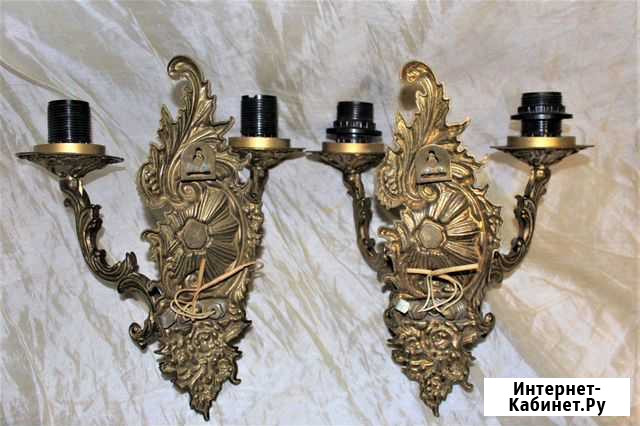 Старинные настенные бра из бронзы. 15*26*30 см Электросталь - изображение 1