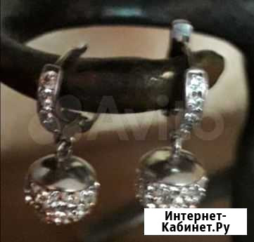 Серьги серебро шарики с цирконами Новочебоксарск - изображение 1