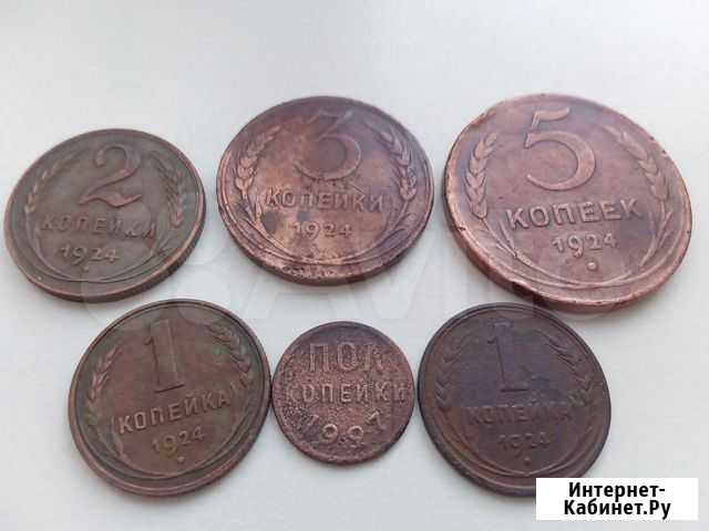 Набор меди СССР - 1 2 3 5 копеек 1924 года. и пол Рубцовск - изображение 1