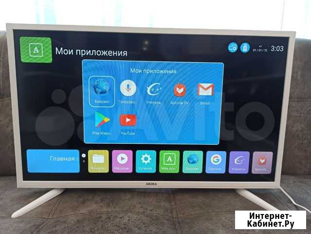 Белый тв 88 см FHD 1080 Android TV WiFI 2020 года Омск - изображение 1