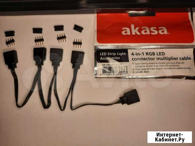 Разветвитель Akasa 4pin rgb на 4 устройства для пк Нижний Новгород - изображение 1