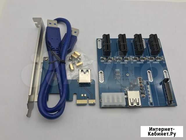 Тройник рейзер 4х PCI-E для майнинга Ижевск - изображение 1