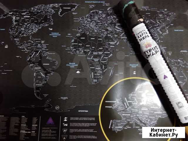 Скретч-карта мира True Map plus noir, черная Екатеринбург - изображение 1