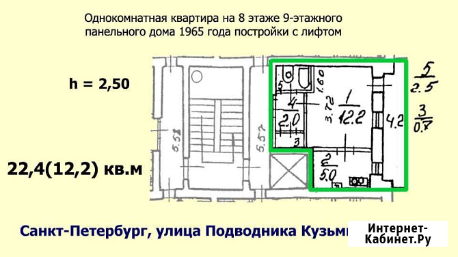 1-комнатная квартира, 22.4 м², 8/9 эт. на продажу в Санкт-Петербурге Санкт-Петербург - изображение 5